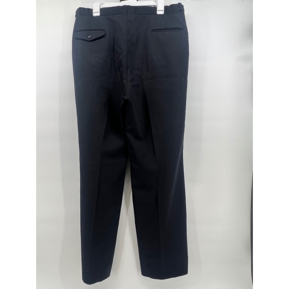 Burberry Larrimors Mens Black Pleated Dress Pants Adjustable Waist 37x32 - Picture 3 of 8